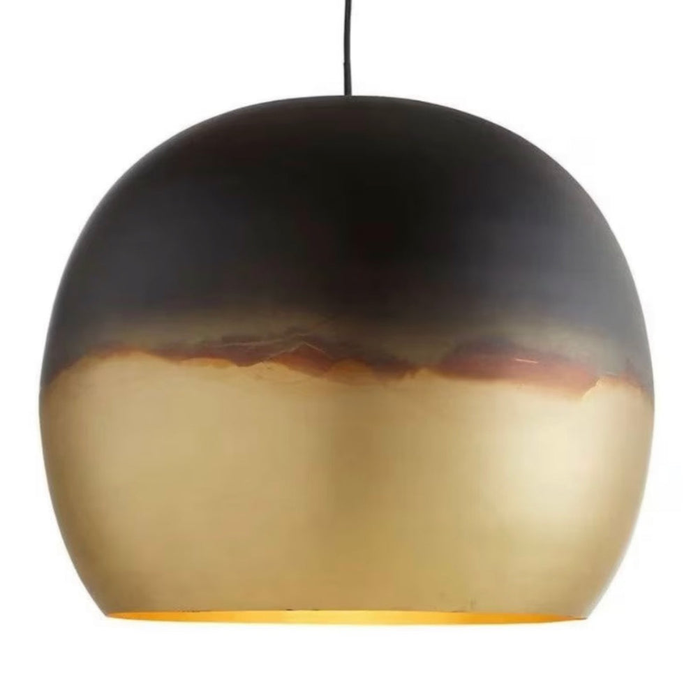 GLOBE CEILING LIGHT, BLACK WITH GOLD BRASS